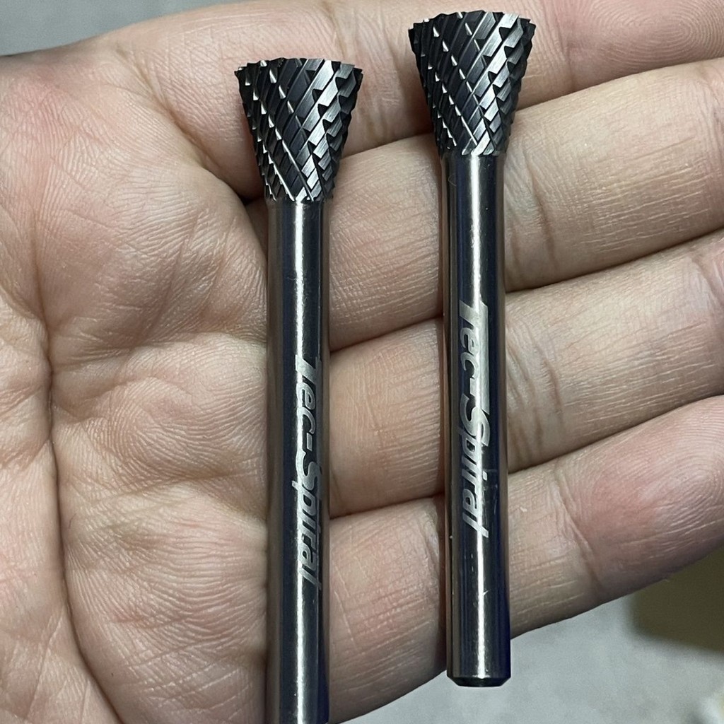 TEC-Spiral ทังสเตนเหล็กคาร์ไบด์โรตารีแฟ้ม SN Inverted บันไดหัวเส้นผ่านศูนย์กลาง 12.7 มม. (1/4) Shank