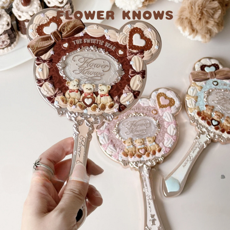 FLOWER KNOWS Mirror Sweetheart Bear Series กระจกมือถือ กระจกแต่งหน้าน่ารักประณีต