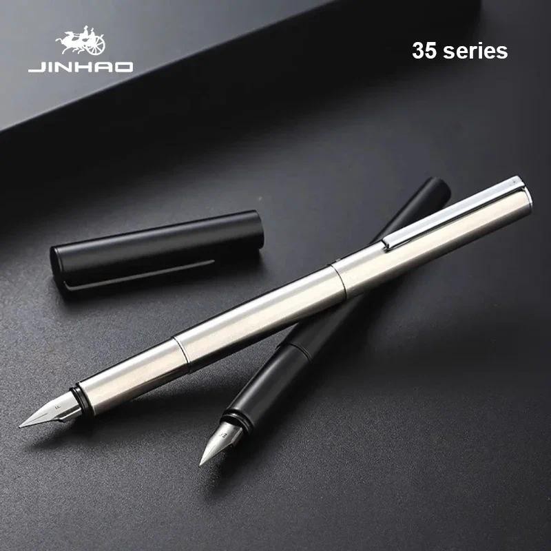 ปากกาหมึกซึม Jinhao 35 หรูหรา Elegant EF/F Nib All-Steel/Matte Black Body การประดิษฐ์ตัวอักษรปากกาหมึก