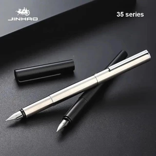 ปากกาหมึกซึม Jinhao 35 หรูหรา Elegant EF/F Nib All-Steel/Matte Black Body การประดิษฐ์ตัวอักษรปากกาหมึก