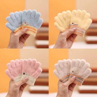 ถุงมือห้านิ้วนุ่มพิเศษ ทำจากผ้าขนสัตว์ สบายมือ เหมาะสำหรับเด็กหญิงในฤดูหนาว