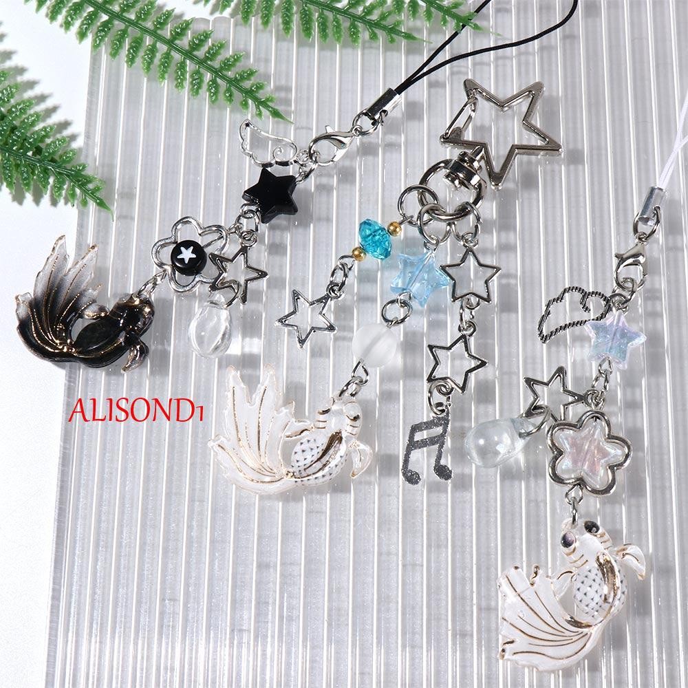 ALISOND1 Koi Star Bead Chain, Spice Girl Style Sea Theme Y2k Key Chains,กระเป๋าตกแต่งY2k Handmade Li