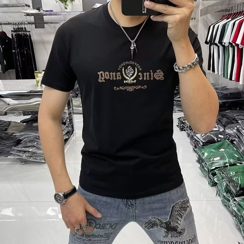 20252024All-Match ผู้ชาย Slim-Fit สไตล์ฮ่องกง 2025 Jane ยุโรปฤดูร้อนสไตล์ใหม่ 23MXL แขนสั้น Street ส