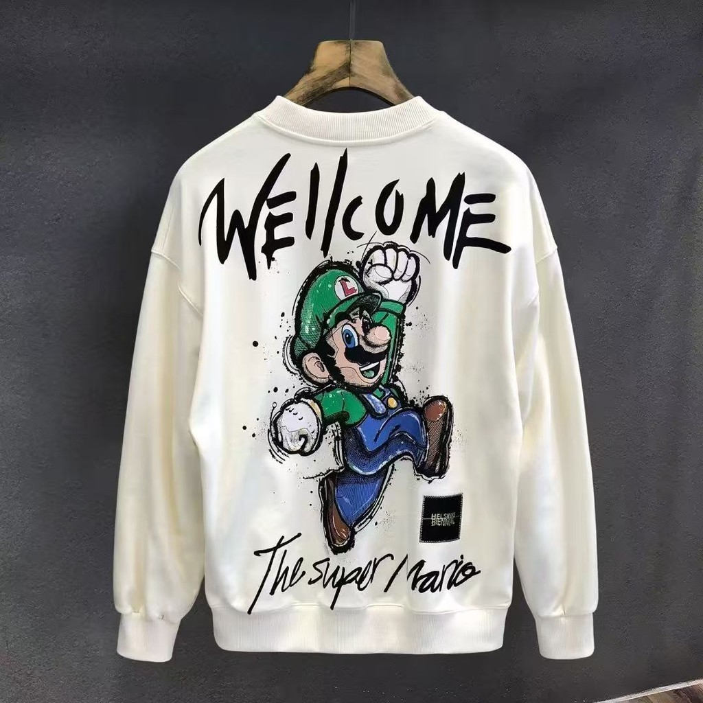 แขนยาว Casual Design อินเทรนด์ผู้ชาย Heavy 2025 All-Match เสื้อกันหนาวคู่สไตล์รอบคอสไตล์อเมริกัน new