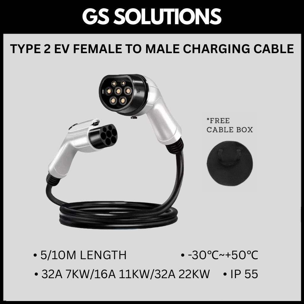 สายชาร์จ EV หญิงถึงชาย Type 2 – 7kW / 11kW / 22kW IEC62196 ขั้วต่อส่วนขยายสําหรับสถานีชาร์จ EV