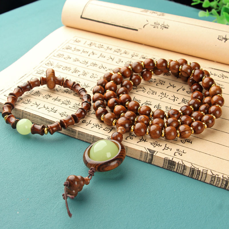 Huanghualimu Plus Night Pearl สร้อยคอชุด Earth Sinking สร้อยข้อมือพระพุทธรูปลูกปัด Night Pearl Black