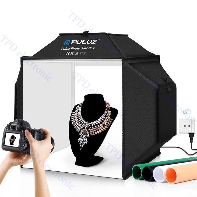 PULUZ Soft box 40ซม. folding 5500K สตูดิโอถ่ายภาพกล่อง LED 72W LightBox
