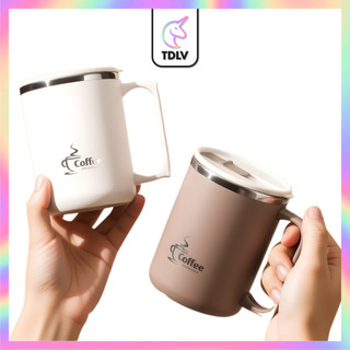 TDLV 480ML 304 Stainless Steel Insulated Coffee Mug with Lid & Straw | Cawan Kopi dengan Straw & Penutup Tahan Panas