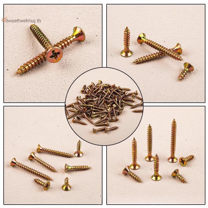 Tw 520 ชิ้น M3.5 Countersunk Head Self-แตะสกรูชุดสีชุบสังกะสีสกรูสําหรับงานไม้อุตสาหกรรมตกแต่งบ้าน h