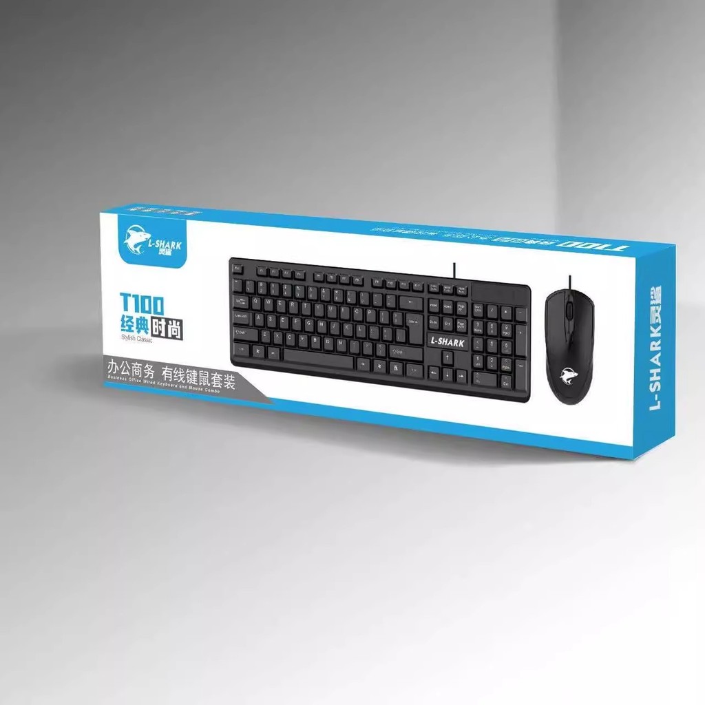 แป้นพิมพ์ คีย์บอร์ด ipad ชุดคีย์บอร์ดและเมาส์ Lingsha T100แบบมีสายคีย์บอร์ดและเมาส์แฟชั่นคลาสสิกแล็ป