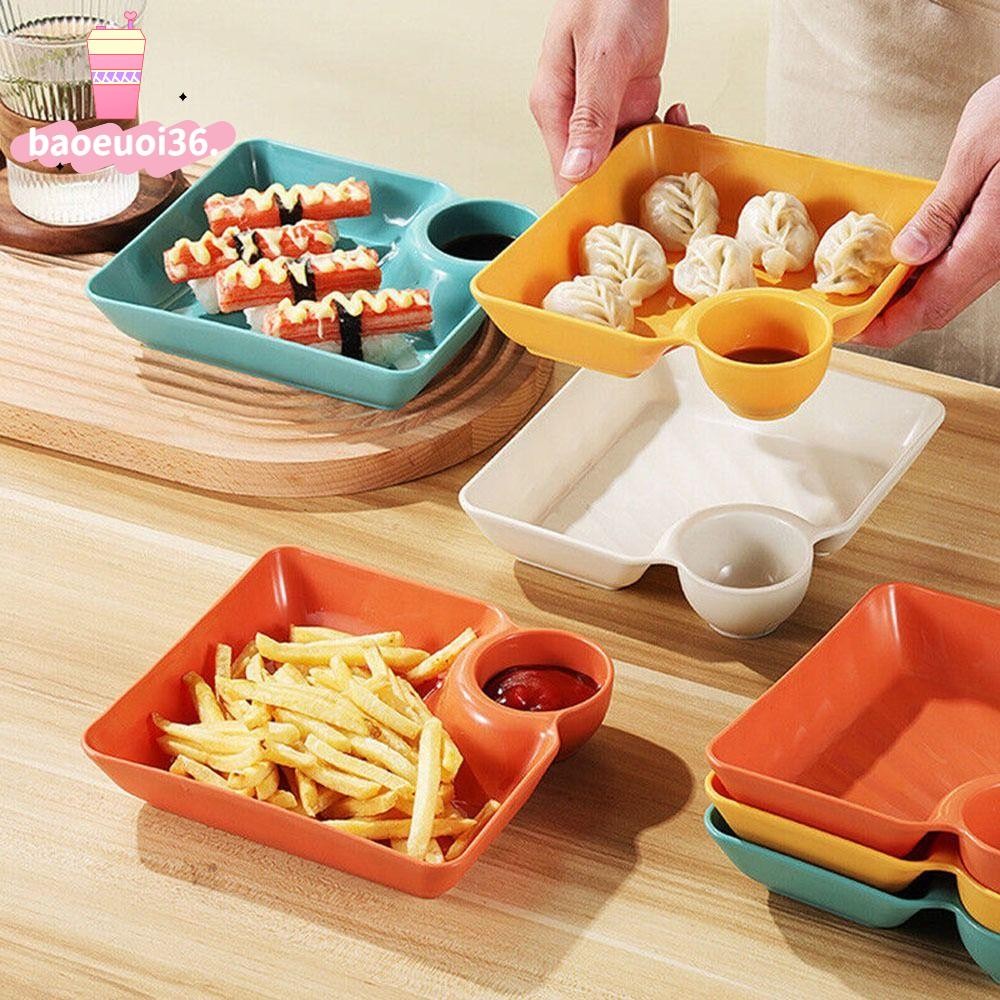 BAOEUOI36 Dumpling Plate เครื่องครัวพลาสติก Creative Dipping Plate
