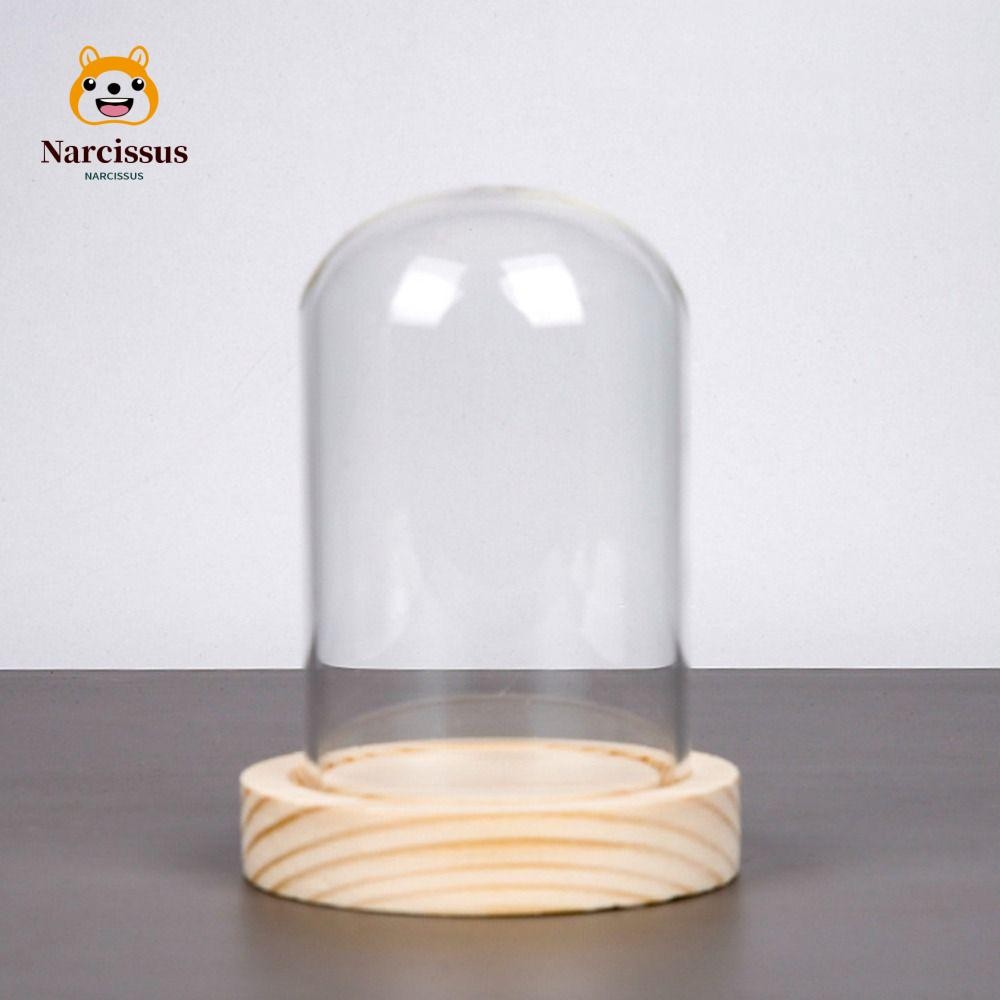 NARCISSUS Cloche Glass Dome, Easy touse Glass Bell Shape Dome, ทนทานปฏิบัติพร้อมฐานไม้ Tabletop Cent