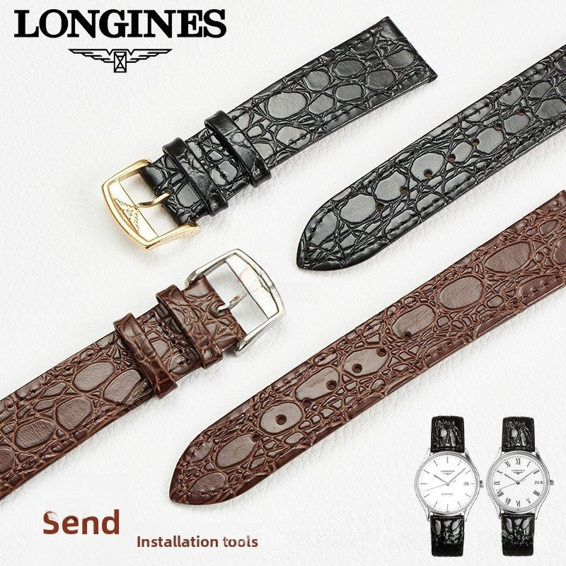 สายหนังแท้สําหรับ Longines La Grande Classique/DolceVita - สายหนังลูกวัวลายจระเข้ (รุ่น L2/L4) 13mm 