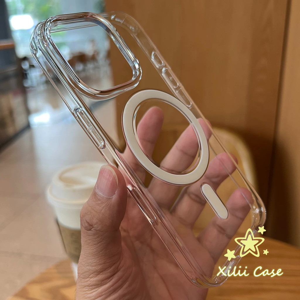 สำหรับ iPhone XR 16 12 13 11 14 15 Pro Max 14 15 8 7 16 Plus X XS Max16 Pro ฝาครอบ TPU ที่มีความโปร่งใสของแม่เหล็กใหม่