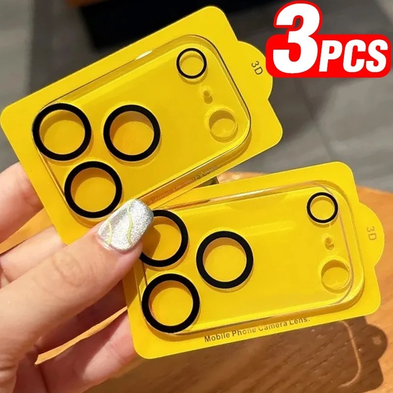3PCS ตัวป้องกันเลนส์กล้อง สําหรับ iPhone 17 Pro Max 17 Air 16 16E 15 14 13 12 11 Pro Max 16 Plus 13 Mini กระจกนิรภัยกล้องเลนส์ป้องกันกระจก