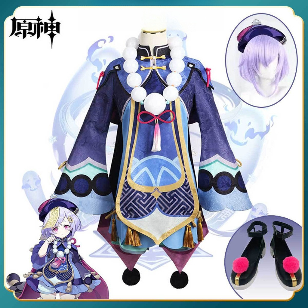 Genshin impact Liyue Qiqi คอสเพลย์เครื่องแต่งกายฮาโลวีน Carnival Party ชุดหญิงฮาโลวีนเครื่องแต่งกายค