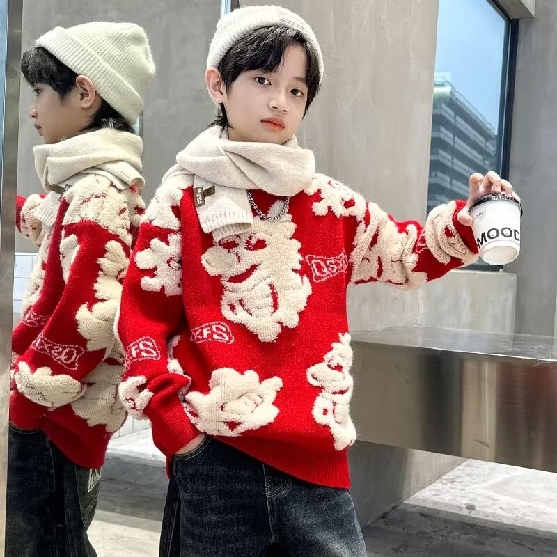 2025 NEW 2025P42 Net Image Thick Original Quality Y14 Sweater Red 120-170cm new23 IJ6A