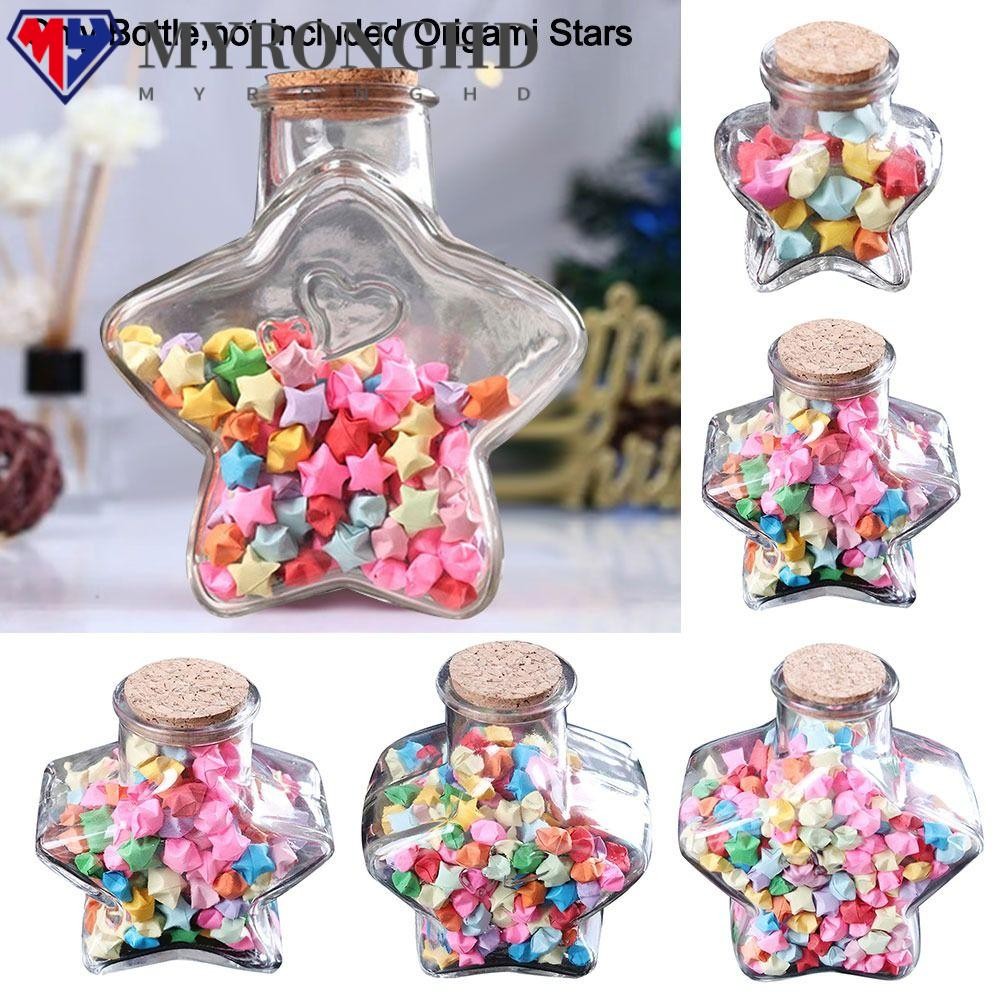MYRONGHD Wishing Bottle, Stars Shape Craft Origami Stars Glass Bottle, Creative Pentagram Storage Bo