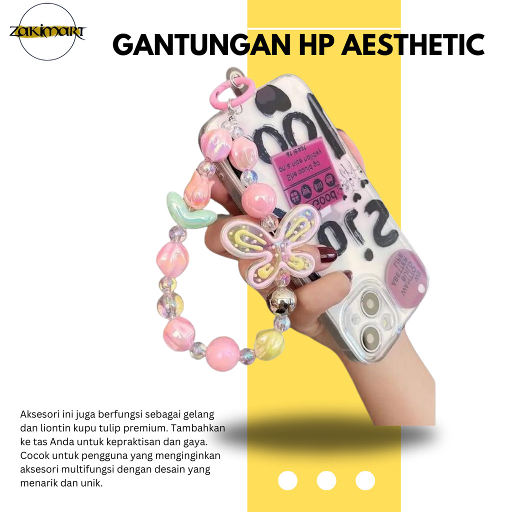 GANTUNGAN HP Aicis Official Store ความงามเกาหลีโทรศัพท์มือถือ Lanyard สร้อยข้อมือโทรศัพท์มือถือชุดหู