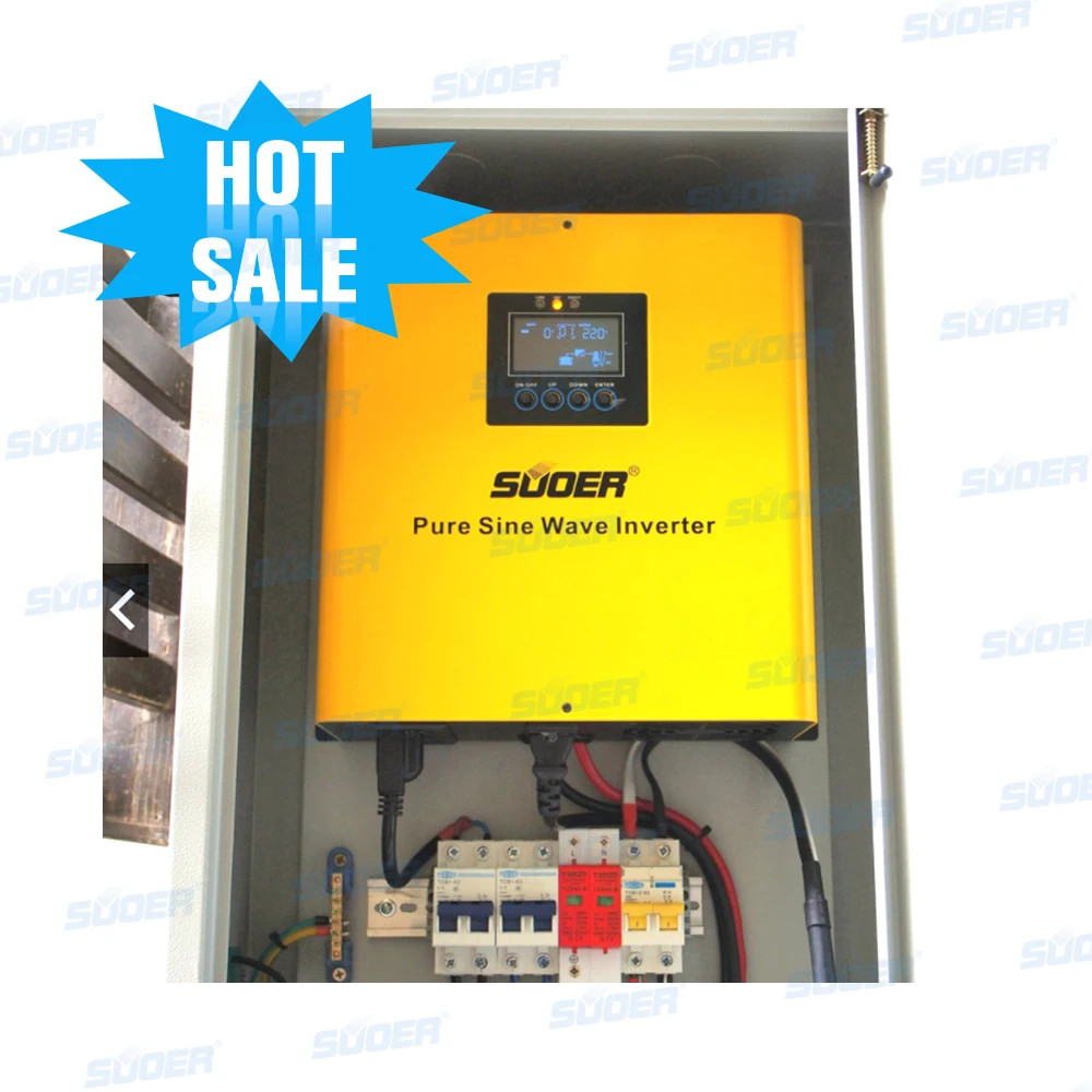 คุณภาพสูง Suoer 12v 1500VA 1000W 1000 วัตต์ 1KW 3KW 5KW Hybrid Solar Inverter 20A AC Charger Pure Si