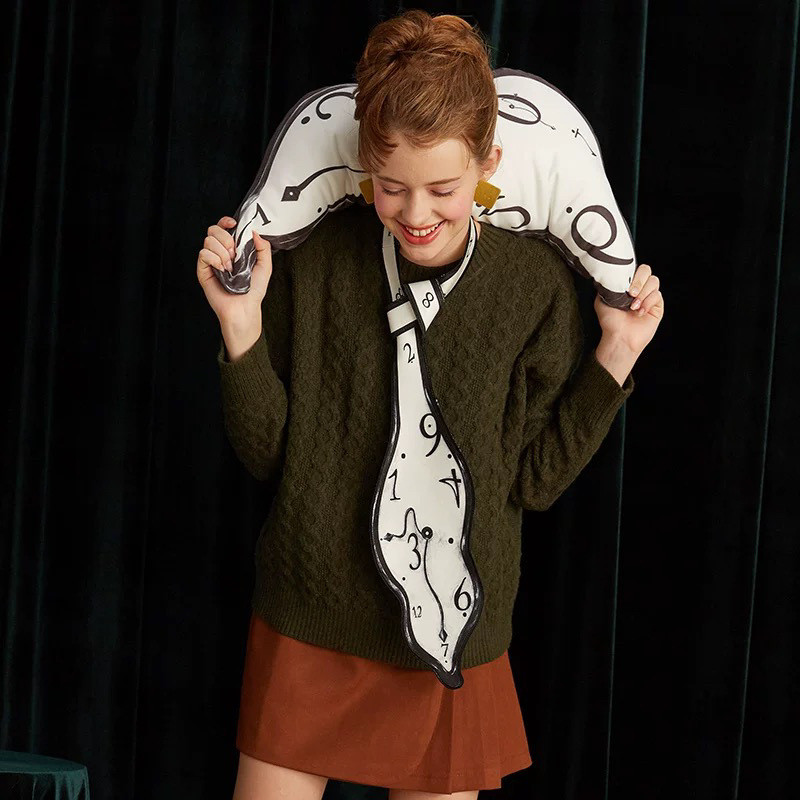 RORY诺里原创设计时间流逝趣味设计感黑白撞色钟表领带装饰