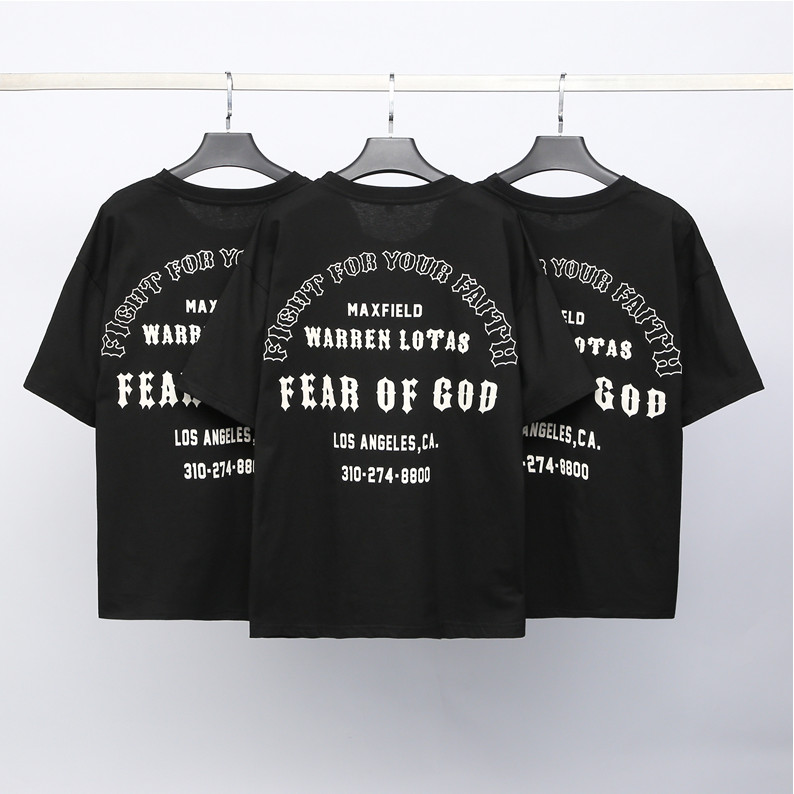 เสื้อยืดแขนสั้น FEAR OF GOD สไตล์ฮิปฮอปและStreetwear แบบหลวมสบาย