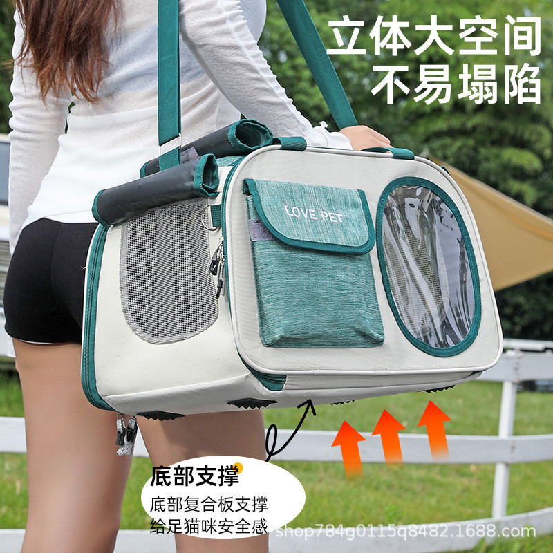 กระเป๋าถือ Cat Outing Bag Portable Dog Outing Bag Folding Transparent Cat Bag Outing Portable Pet Ba