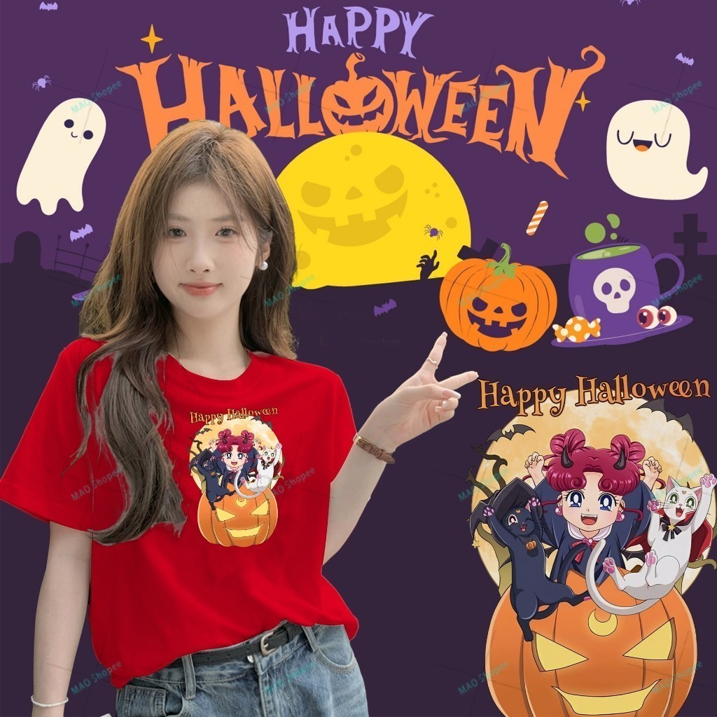 100-5xL T-shirt แขนสั้น Halloween คุณภาพสูง ไม่หดหรือยับ Happy Halloween unisex o93o