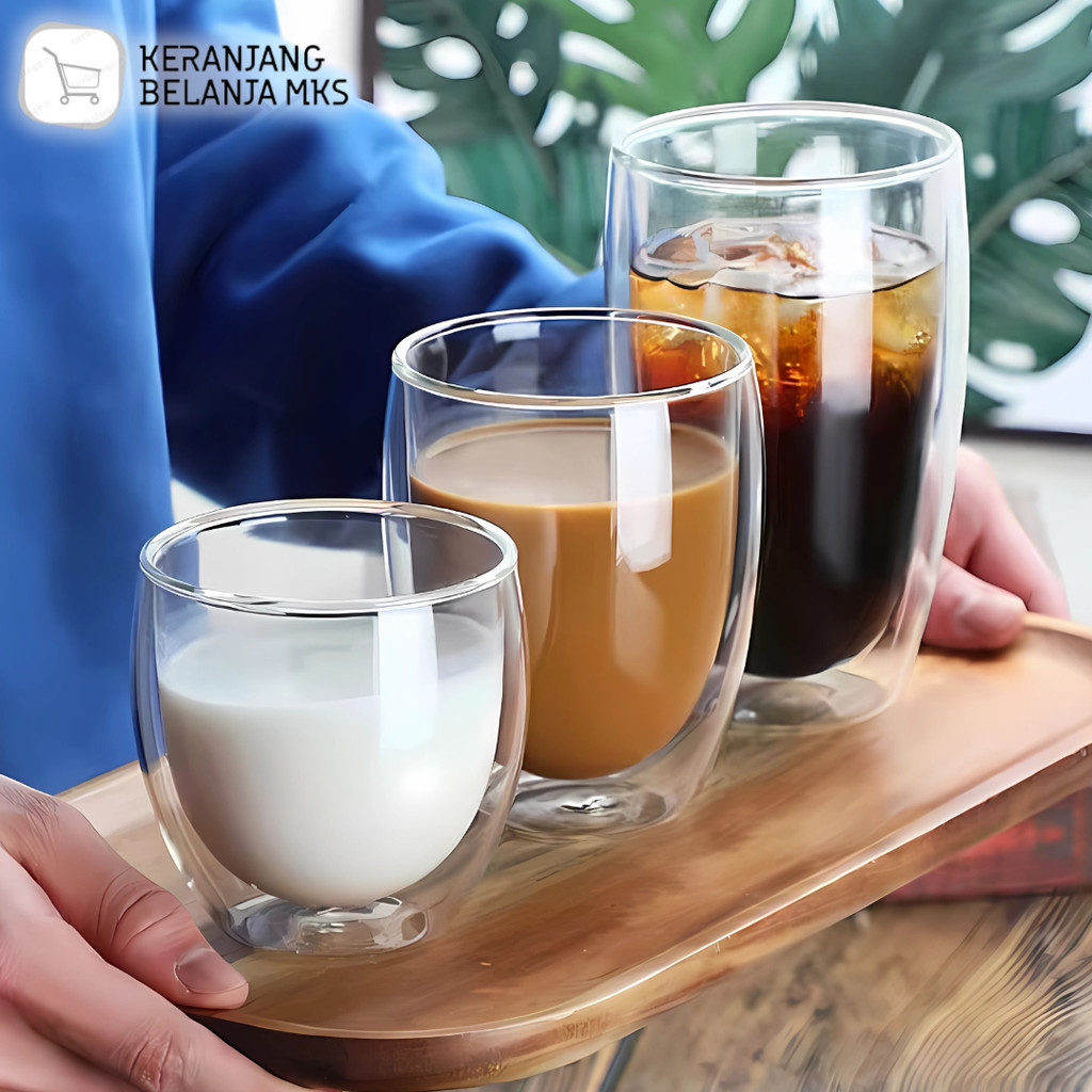 Elas Double Layer Premium Double Wall Anti-Heat ฉนวนถ้วยแก้วแก้วหนาที่ไม่ซ้ํากัน