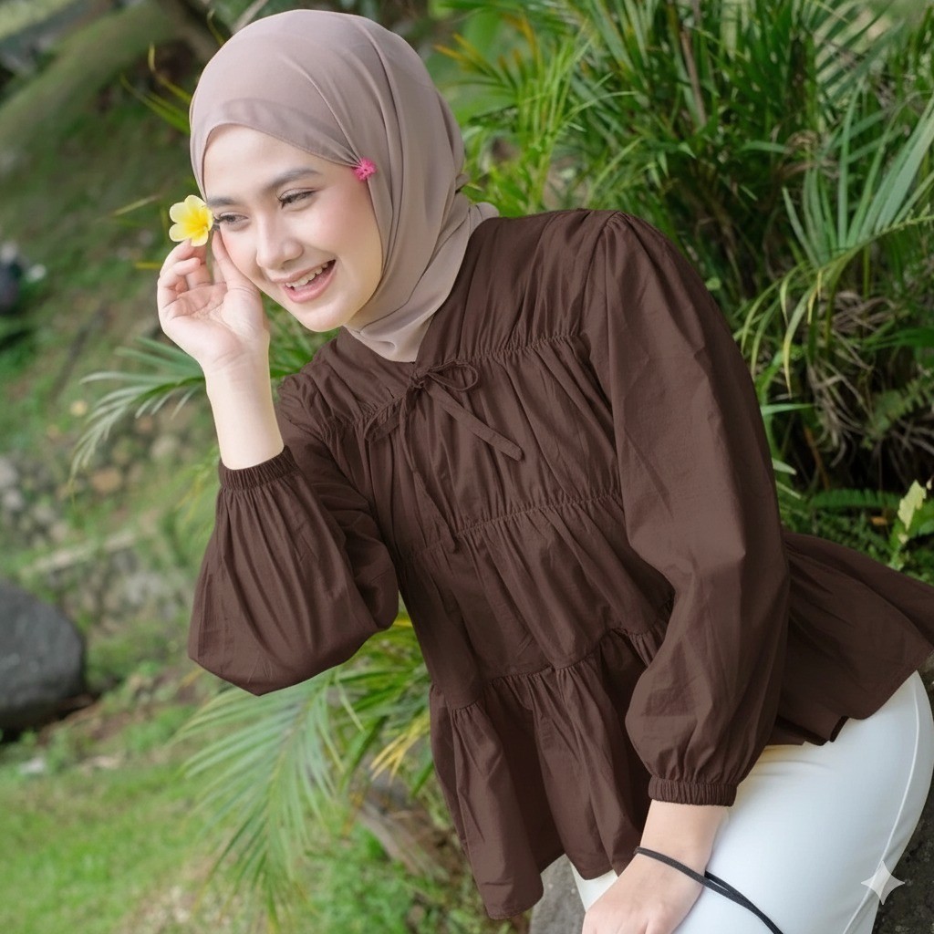 KATUN เสื้อเบลาส์ผ้าฝ้ายแฟชั่นสําหรับผู้หญิง MIREYA BLOUSE KERUT ราคา ถูกที่สุด ดีลบีเคเค แกลเลอรีภาพที่ 4