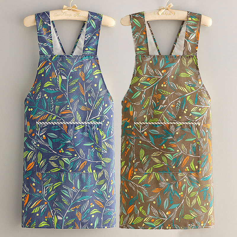 [ผ้ากันเปื้อนสายไขว้] เสื้อผ้าทํางานกันน้ํามันผ้าใบระบายอากาศทําอาหารเอวห้องครัวทนต่อการสึกหรอ