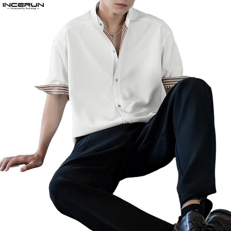 เสื้อเชิ้ตสำหรับผู้ชาย ดีไซน์ตัดเย็บสีตัดกัน