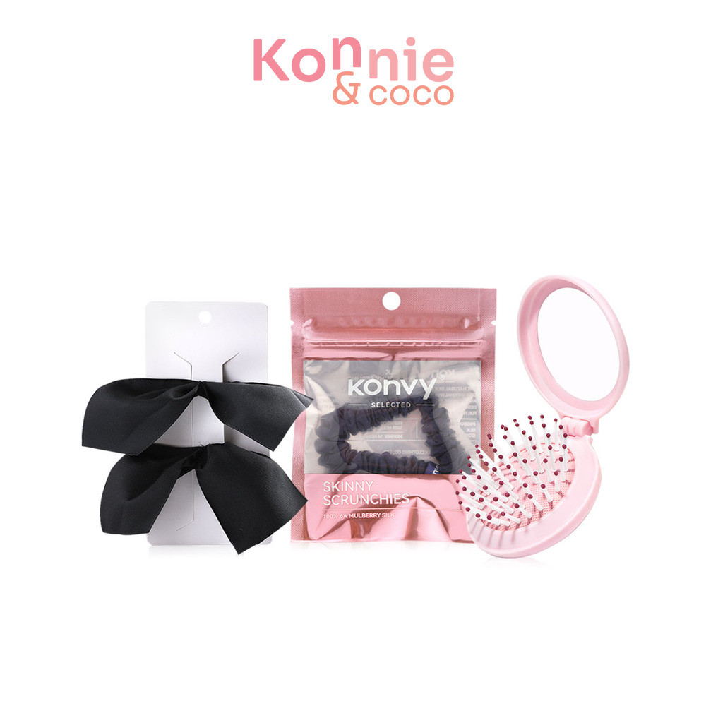 Konvy เซทจัดแต่งทรงผมน่ารัก 3 ชิ้น [หวี+กิ๊บ+ยางรัดผม].