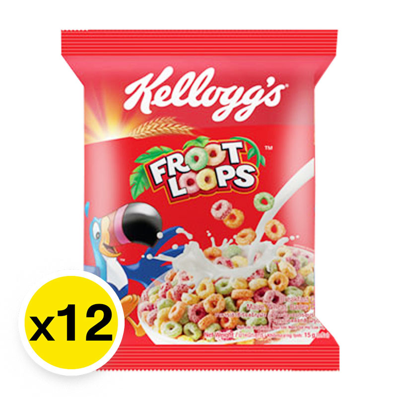 เคลล็อกส์ ซีเรียล รสฟรุ๊ตลูปส์ 15 ก. x 12 (KELLOGG’S Cereal Froot Loops 15 g x 12)