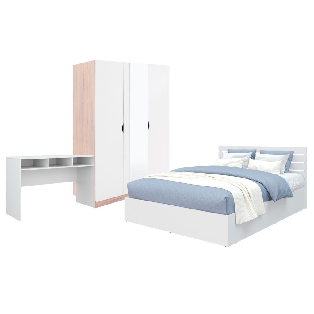 Koncept Furniture  ชุดห้องนอน ขนาด 5 ฟุต รุ่น Have & Havin 120 ซม. สีขาว
