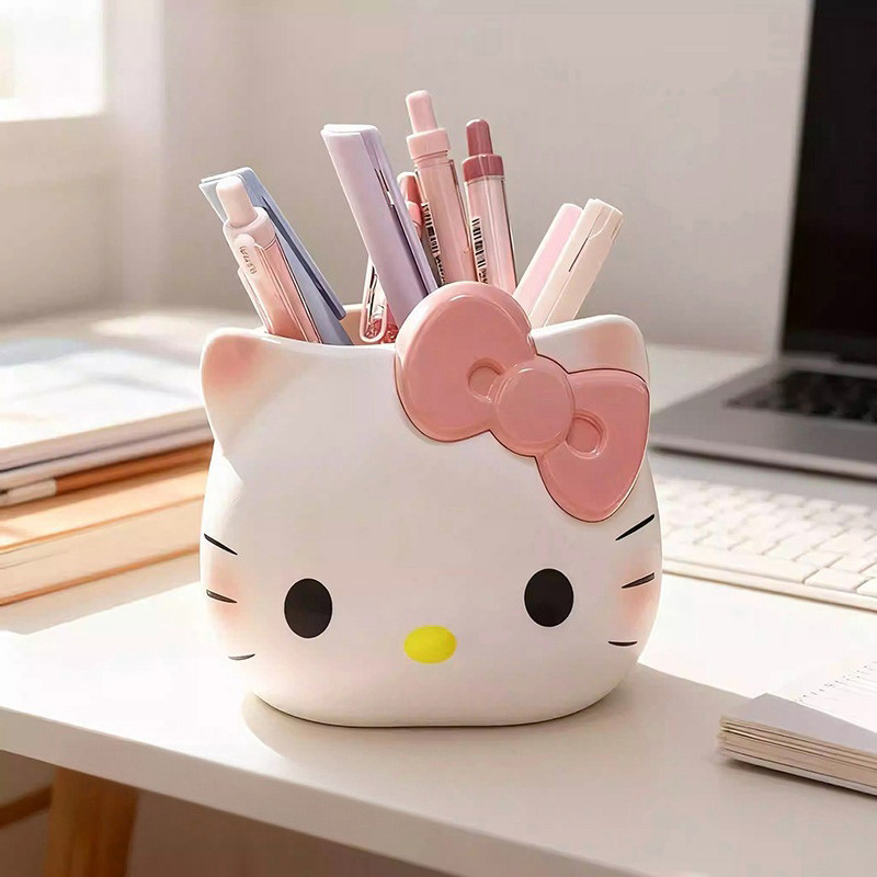 ที่ใส่ปากกาแมว เคที น่ารักและตะกร้าเก็บอเนกประสงค์สําหรับองค์กรโต๊ะ