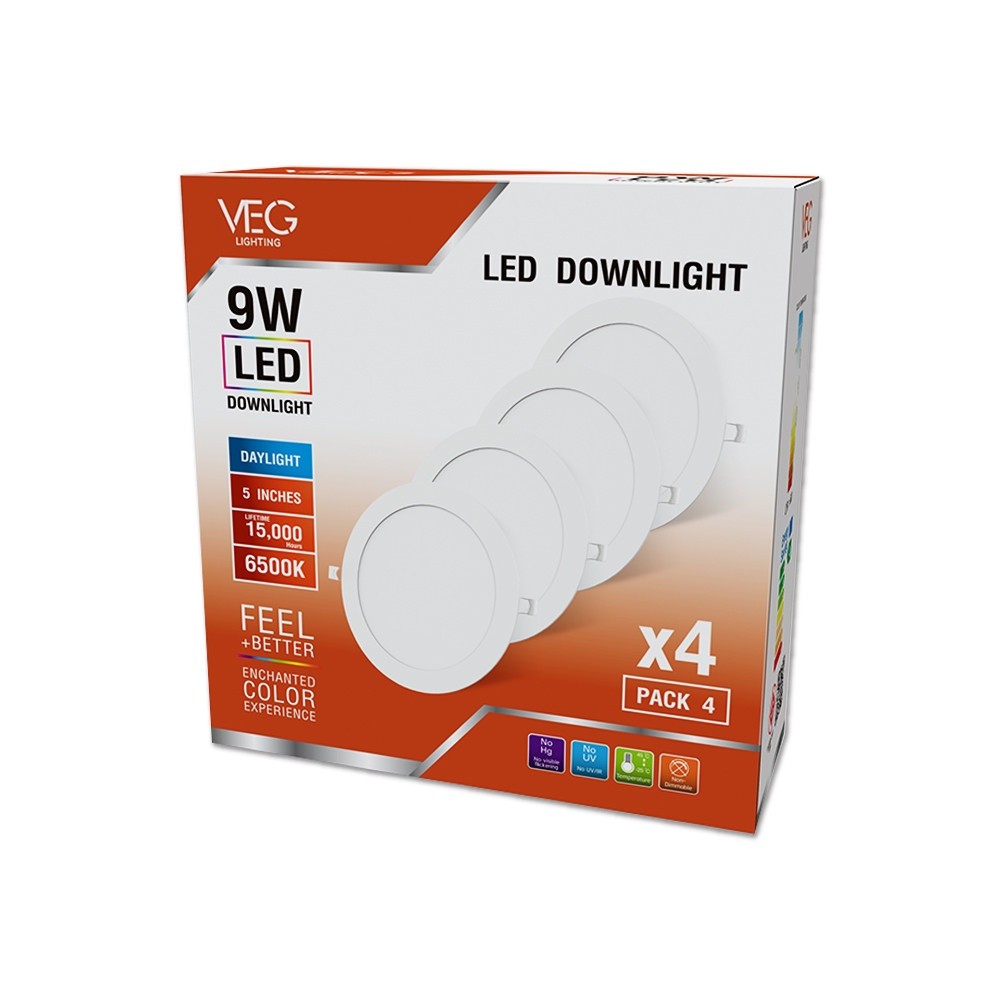 Ghouse Online V.E.G.lighting ดาวน์ไลท์ LED แบบฝังหน้ากลม 5 นิ้ว 9W รุ่นTP-CDW-9DL-4V แสงเดย์ไลท์ (แพ