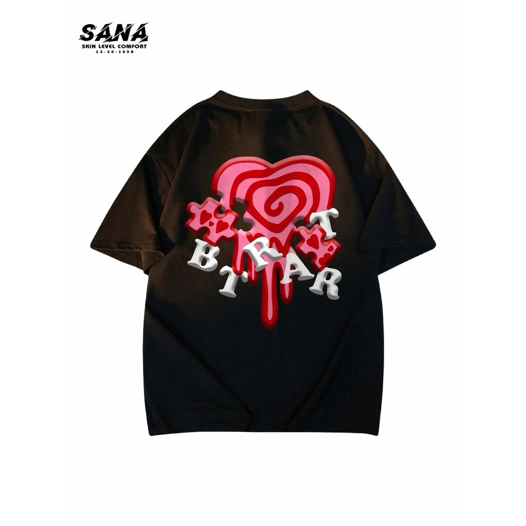 อเมริกันHigh street Loveปริศนาโลโก้พิมพ์ตัวอักษรBasicรอบคอBajuผ้าฝ้ายเสื้อยืดOversize Lelaki Wanita