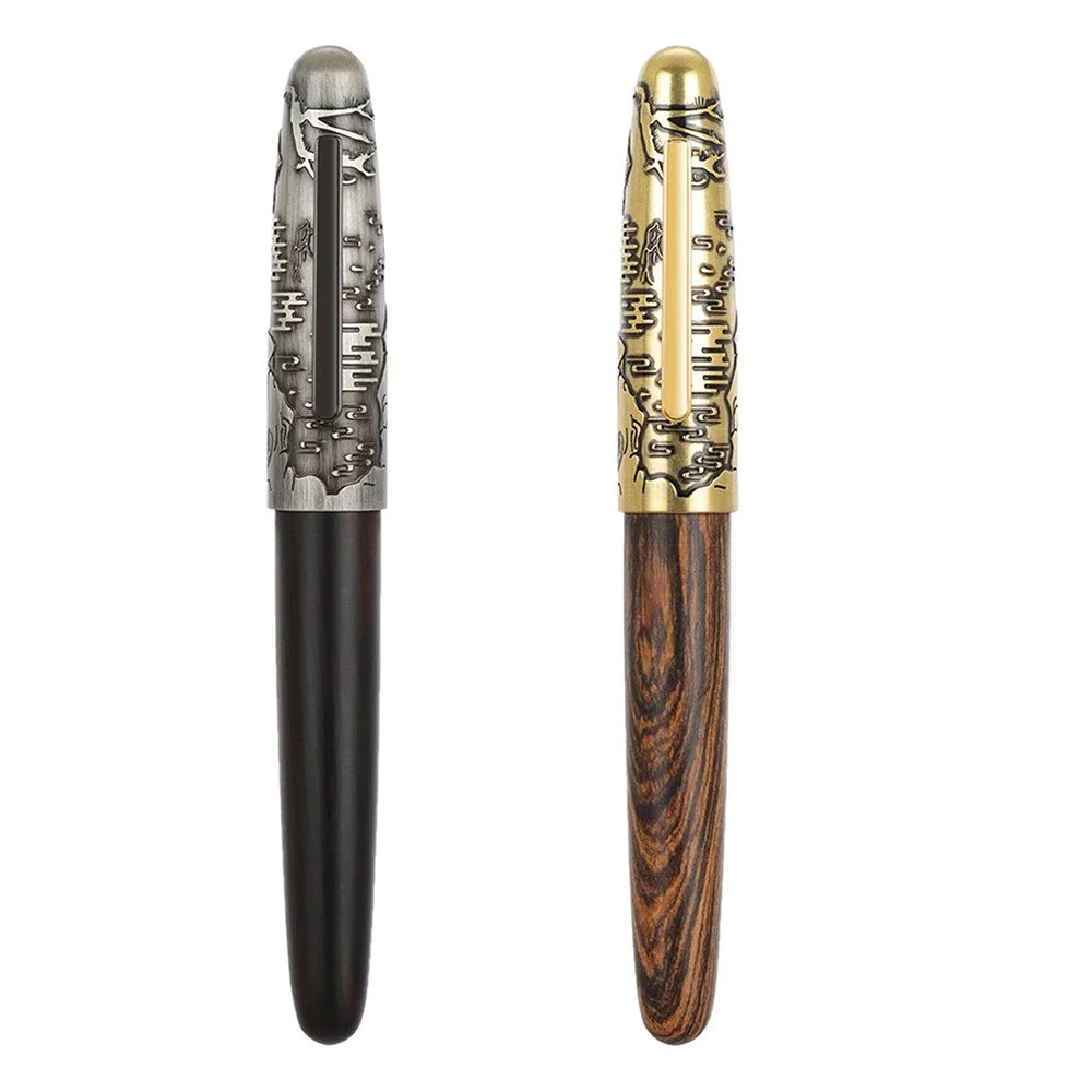 Jinhao 9056 Tiger นูน Fountain Pen Ef/f/m/bent Nib, Handmade ไม้เขียนชุดปากกาสํานักงาน