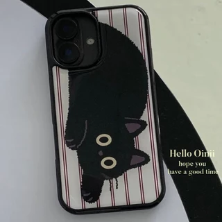 แมวน่ารักสีดําเคสโทรศัพท์ Anti-Fall สําหรับ iPhone 17 Promax 16 Promax 15 Promax 11 12 13 17 14plus 15plus 16e 16plus 15pro 17air