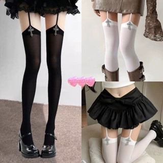 【Heartbeat Girl】~ 💓 ถุงน่องsexy จี้ไม้กางเขน สีดำและสีขาว สว…