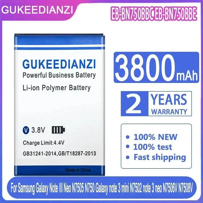 แบตเตอรี่ EB-BN750BBC EB-BN750BBE 3800mAh สําหรับ Samsung Galaxy หมายเหตุ 3 Iii Neo N7505 N750 N7506