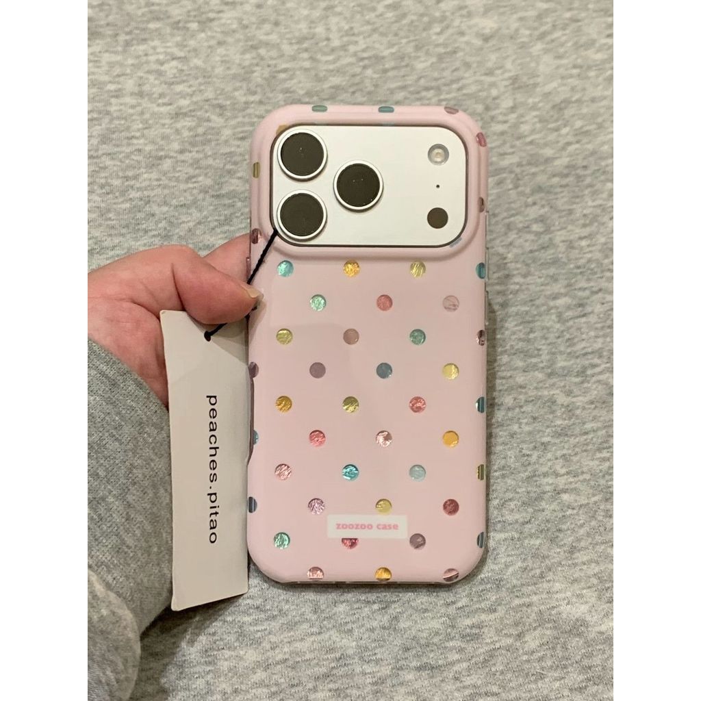 เคสโทรศัพท์ เหมาะสําหรับ iPhone 7 8 X XS XR XSMAX 11 12 13 14 15 16 17 Pro max Plus Air Color Polka Dot Love Bracket กันกระแทกกันกระแทกเคสรวมทุกอย่าง 3MUP
