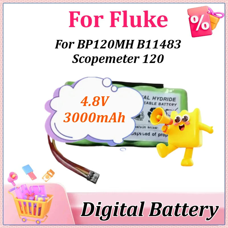 ใหม่ 4.8V 3000mAh สําหรับ Fluke BP120MH B11483 Scopemeter 120 สําหรับ 43B คุณภาพสําหรับเครื่องวิเครา
