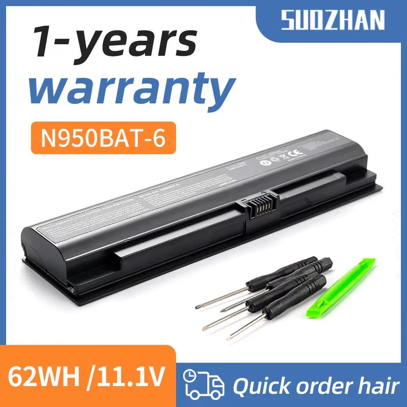 SUOZHAN N950BAT-6 แบตเตอรี่แบบพกพาสําหรับ Hasee, ZX7-CP5G, ZX7-CT5DA, ZX8-CT5S1, TX7-CT5A1, TX8-CT5D