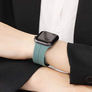  สายซิลิโคน for Apple Watch Ultra/SE 3 2 Series 11 10 9 8 7 6 IWatch 49 46 45 44 42 41 40 38 สายรัดยางแม่เหล็กกีฬาอ่อน
