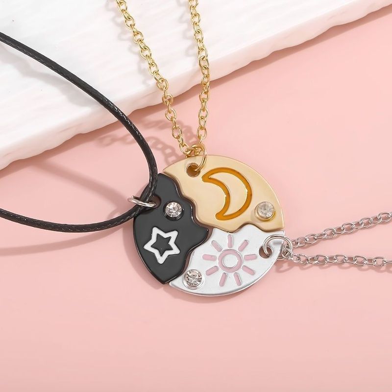 High-value Star Moon Sun Friends แฟน sy สร้อยคอ Sun Moon Star สร้อยข้อมือสามคนรักเย็บมิตรภาพ Token