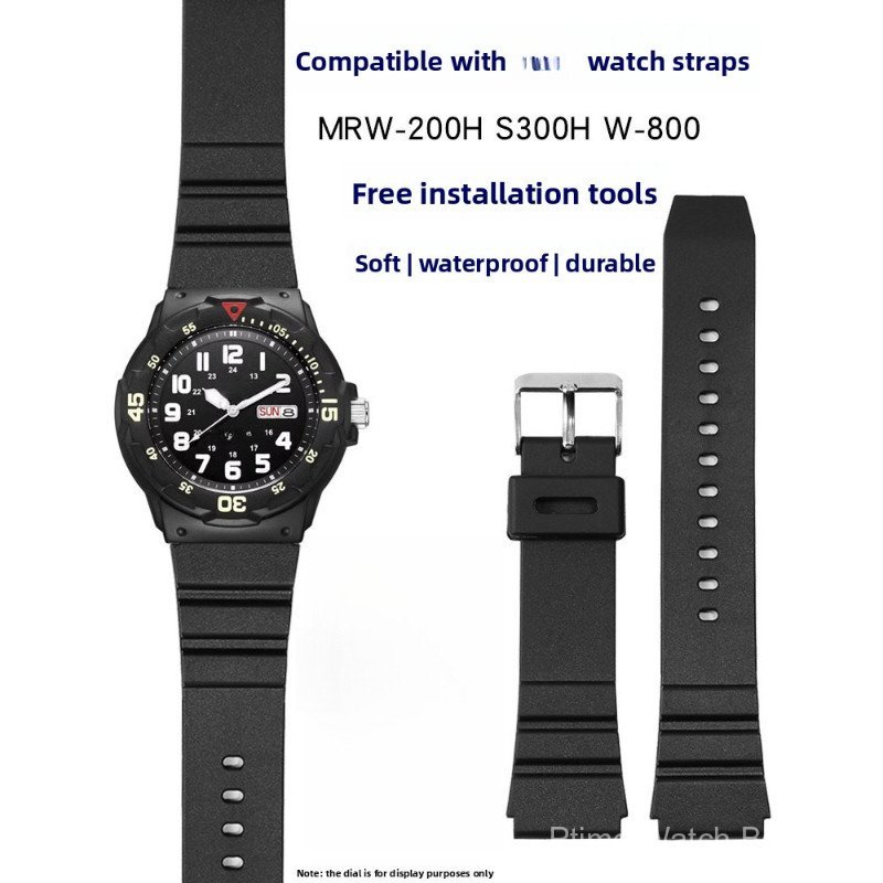 สายนาฬิกาขนาด 18 มม. สําหรับ MRW-200H W-800 Soft Resin Silicone Replacement Band