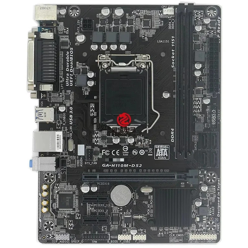 HUI ใช้สําหรับ Gigabyte GA-H110M-DS2 บอร์ดหลัก H110 บอร์ดขนาดเล็กรองรับ CPU รุ่นที่หกและเจ็ด