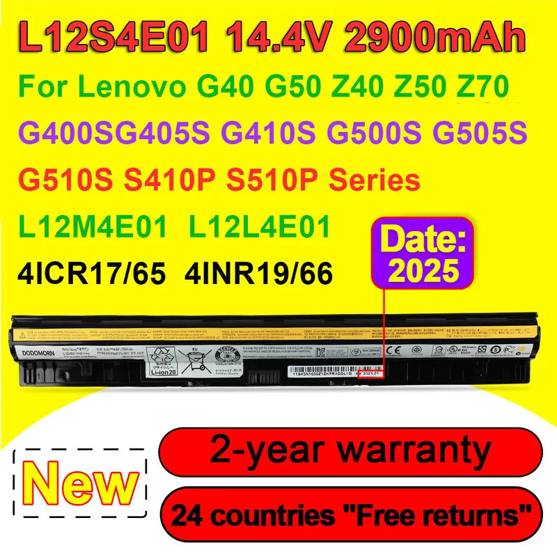 L12S4E01 แบตเตอรี่แล็ปท็อปสําหรับ Lenovo G40 G50 Z40 Z50 G400S G500S G510S G410S G405S G505S S410P S